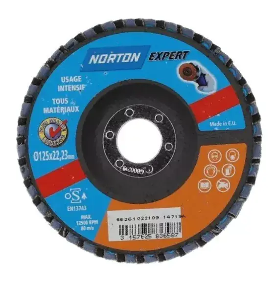 Disque a lamelles bombe 125 mm grain 60 orange power norton Vente Directe