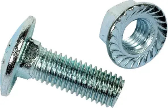 Remise Boulon tete ronde collet carre bas 10x50 zingue 8.8
