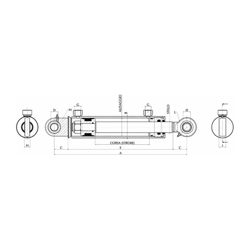 Quantité Limitée VERIN 50X25X400 AVEC ROTULES INDUSTRIELLES
